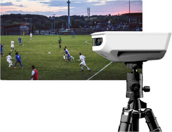 portable camera recording soccer game